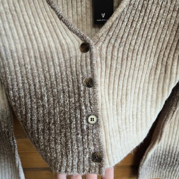 Lulu's Elevated Forecast Taupe Ombre Cropped Flare Sleeve Cardigan NWT XS Boho - Picture 6 of 6